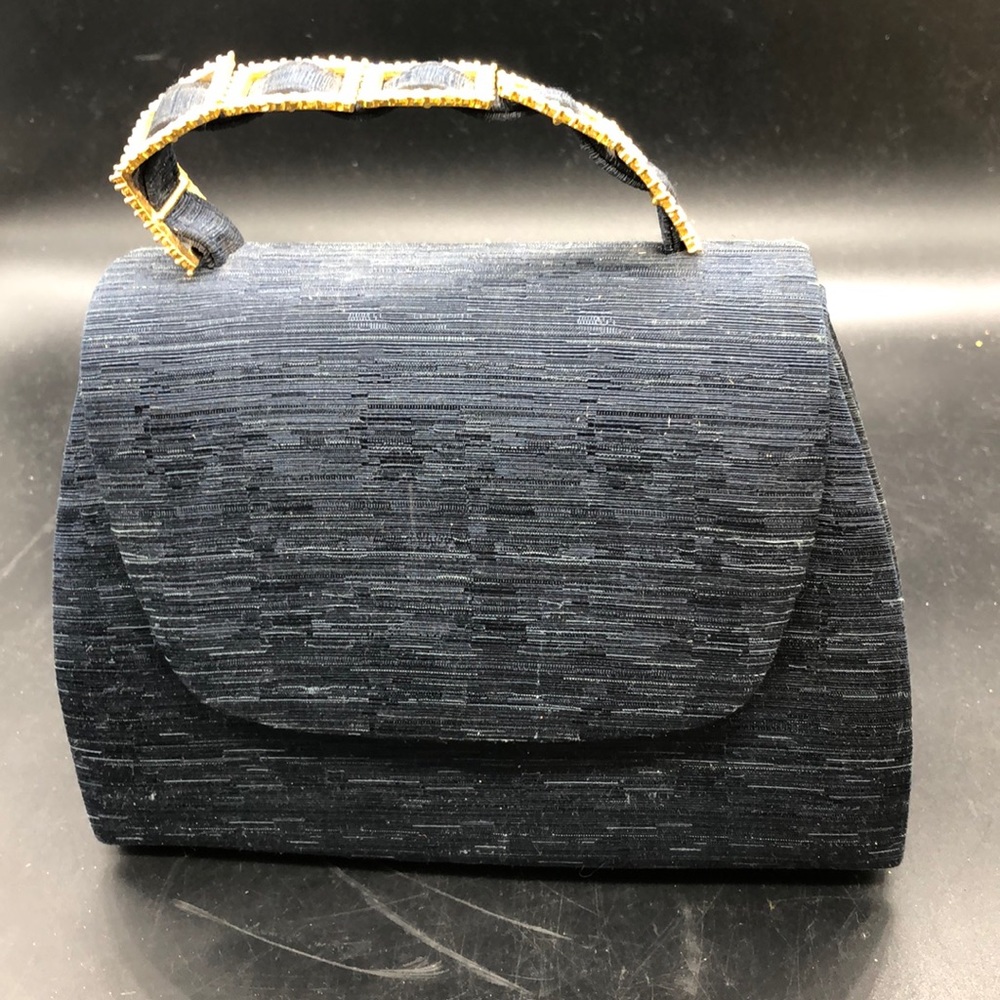 Navy Fabric Bag with Rhinestones